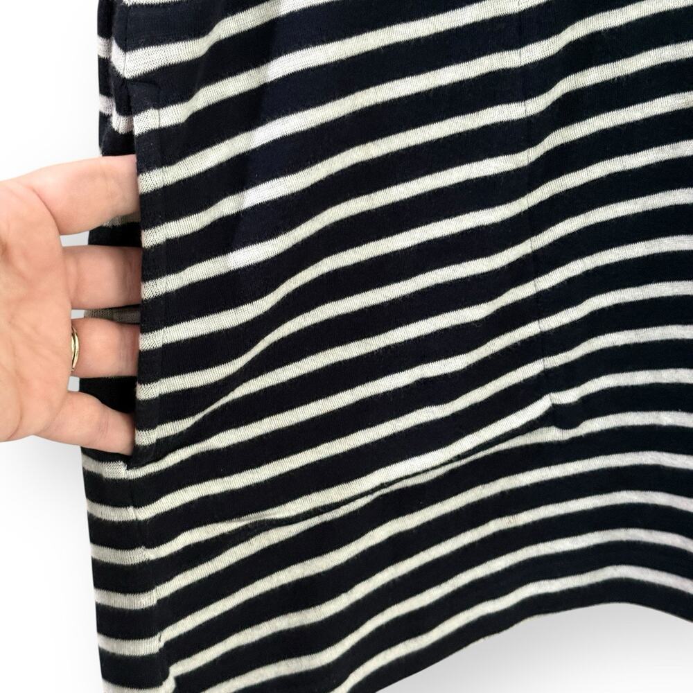 J. Jill Navy White Striped Pullover Hoodie Sweatshirt M Cotton Pockets Tunic - Picture 3 of 10